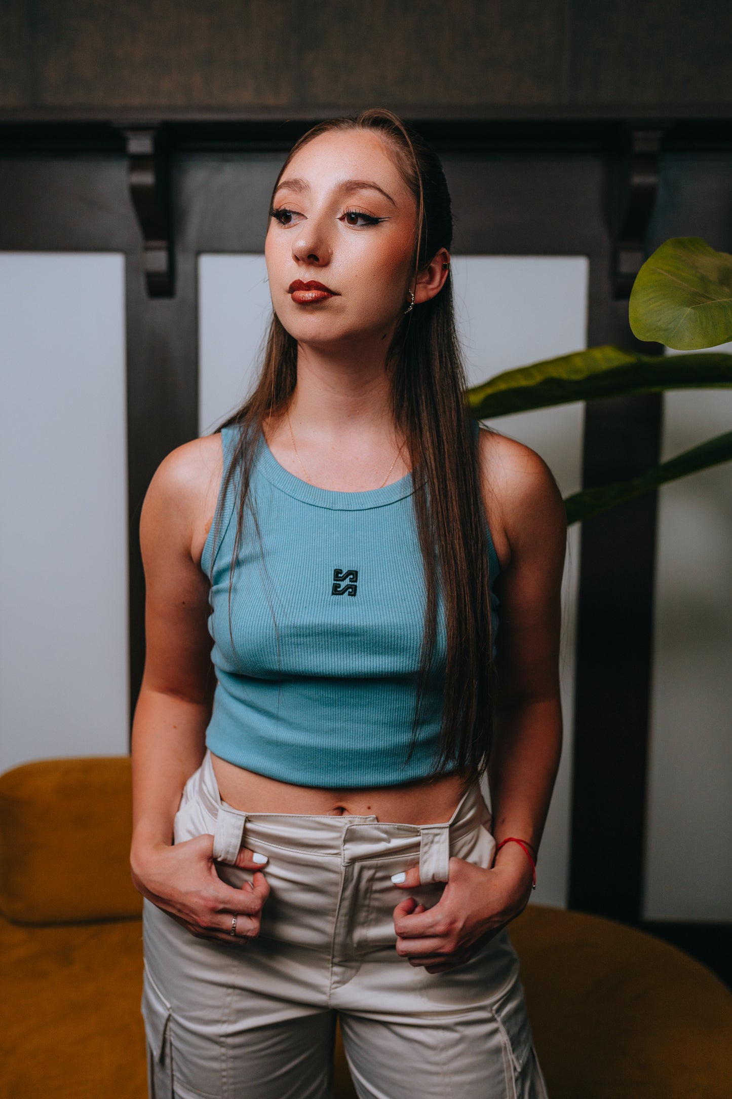Basic Top Light Blue SS - Black