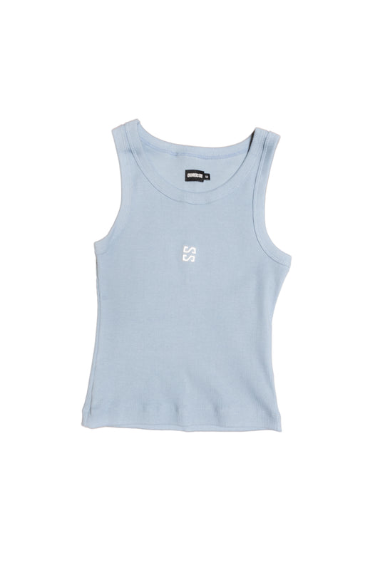 Basic Top Light Blue SS - White