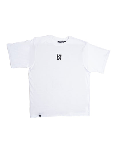 WHITE W/BLACK LOGO PUFF